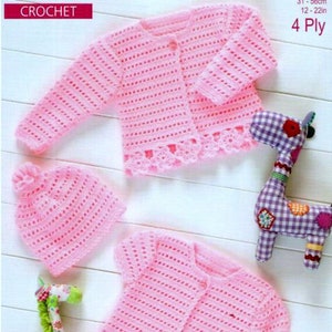 RUHESTANDSVERKAUF ** Vintage Häkelanleitung PDF für 2-Baby-Mäntel, Jacken, Cardigans und Mütze, für Frühchen 4-fach