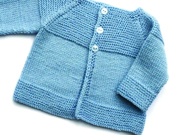ENGLISH Vintage Knitting Pattern PDF  Top Down Baby Jacket Cardigan Coat Newborn - 9 months 3ply 4ply Dk Garter Stitch Yoke Easy
