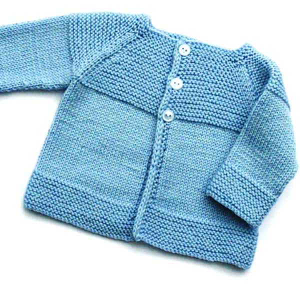 ENGLISH Vintage Knitting Pattern PDF  Top Down Baby Jacket Cardigan Coat Newborn - 9 months 3ply 4ply Dk Garter Stitch Yoke Easy