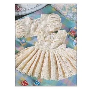 Vintage Crochet Pattern  Sleeveless Baby Dress and Jacket  Party Summer Sun Lace Frilly  Christening Baptism 18 to 24 Months Toddler