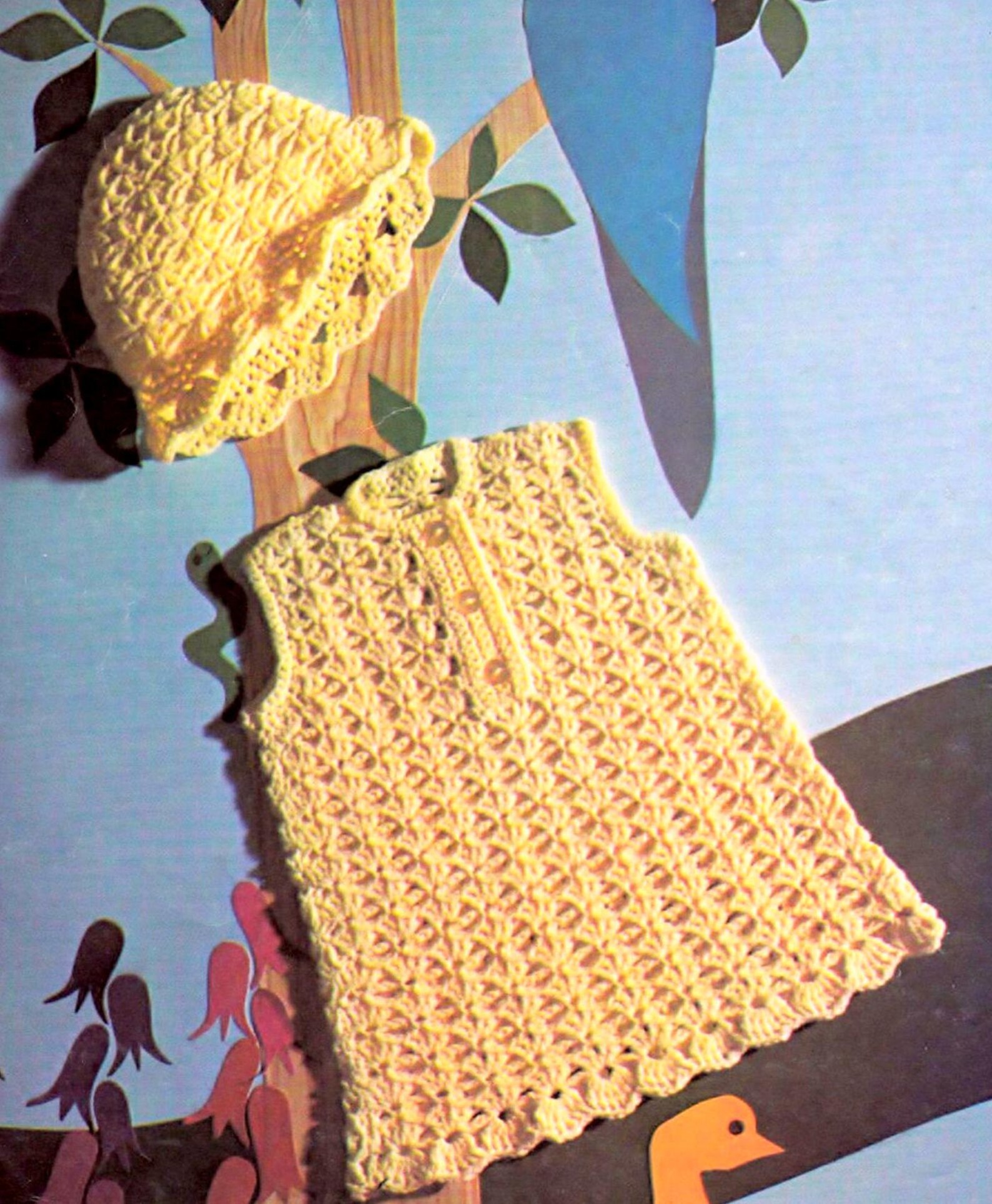 Vintage Crochet Pattern Baby Summer Sun Dress and Hat 18 22 Etsy