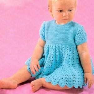 Vintage Crochet Pattern PDF  Baby Dress Lace  4ply