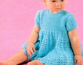 ENGLISH Vintage Crochet Pattern PDF  Baby Dress Lace  4ply