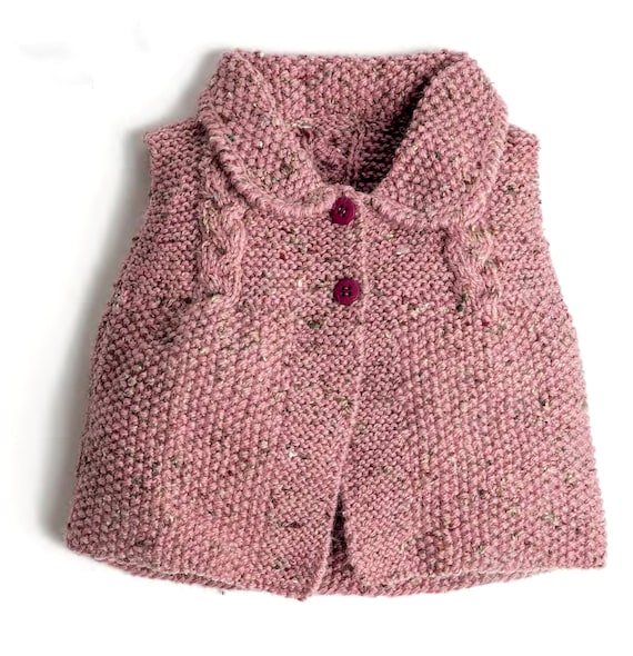 Modello di maglia PDF Semplice per bambine, bambine, gilet in