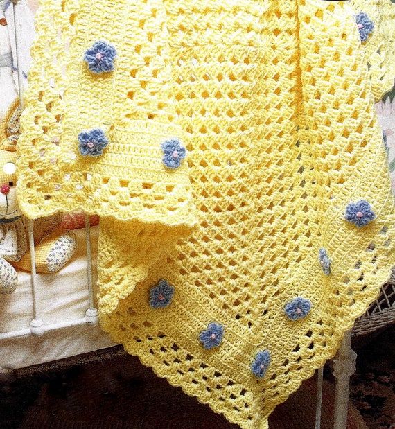 58/" x 75/" Crochet Pattern Vintage Hexagon Flower Afghan//Blanket//Shawl//Throw