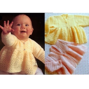 Vintage Knitting and Crochet Pattern Booklet 15 Baby Outfits  Sweater Jacket Matinee Coat Afghan Bootees Angel Top Dress Cardigan Layettes
