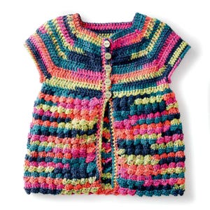 Crochet Pattern Simple Girls Cardigan 4-10yrs Worsted DK 8ply Easy Simple Top Vintage Jacket Sweater Sleeveless Yoke Summer
