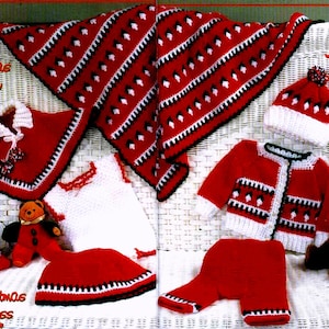 RETIREMENT SALE *** Vintage Crochet Pattern  Baby Christmas Outfits Boy Girl   Poncho Onesie Skirt Booties Jacket Pants Hat Afghan Blanket
