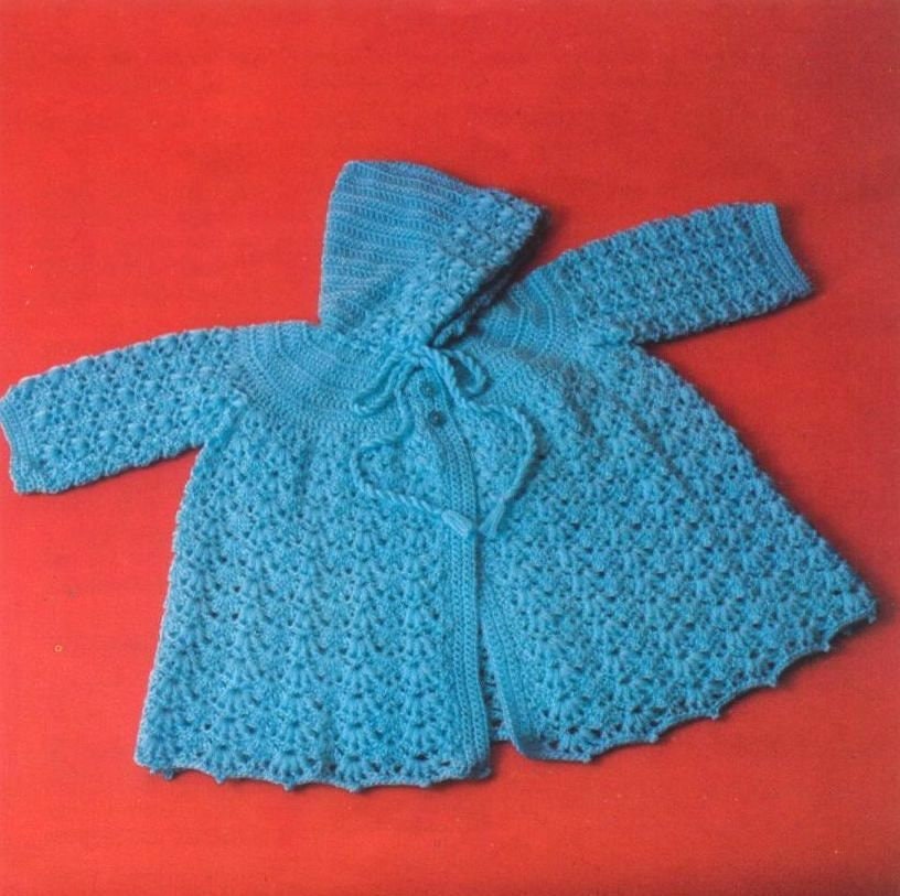 Vintage Crochet Pattern Baby Hooded 