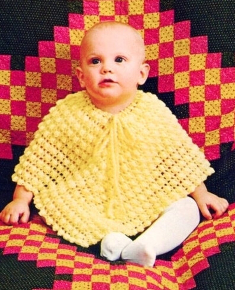 Vintage Crochet Pattern Baby Poncho Cape Wrap Easy Baby Etsy España