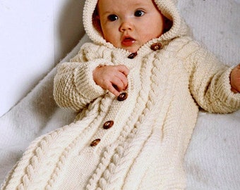 ENGLISH Knitting Pattern PDF Baby Bunting Sleeping Bag Cocoon Sleep Sack Papoose  Cable
