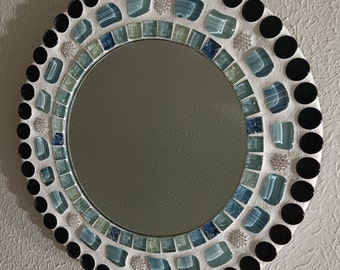 Round Tile Mosaic Mirror with "diamond" accent