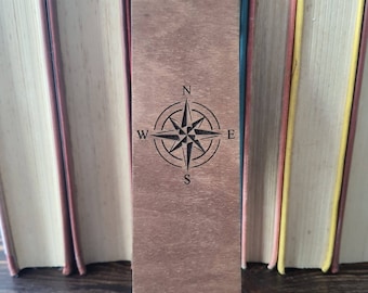 Engraved Wooden Bookmark, Gifts for her, Adventure Compass, Book lover