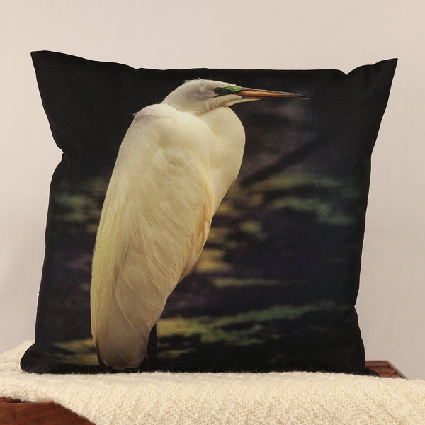 Great Egret Photograph Pillow, Bird Photography, Egret Pillow, Wildlife Photographs, Egret Photos, Bird Throw Pillow, Egret Throw Pillow