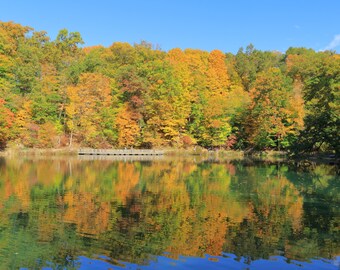 Lily Pond Photo, Mill Creek Park, Youngstown Ohio, Landscape Photography, Scenic Photos, Autumn Landscape Prints, Autumn Pond Photos, Fall