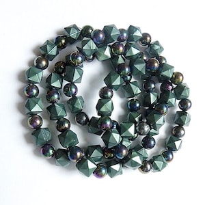 Beads, Bracelet, Men&#39;s Jewelry, Men&#39;s Bracelet, Unisex, Cube, Beads, Green, Black, Gifts