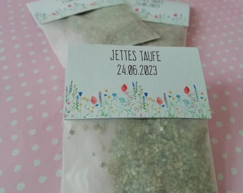 12x flower seeds in a bag Christening guest gift | communion youth consecration | personalized with name and date |