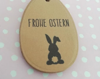 6 Papieranhänger Osterei mit Hase