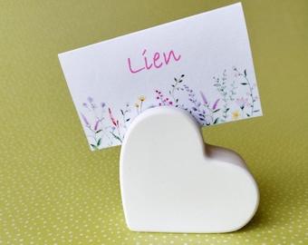 Place card holder heart made of Raysin, white | Table decoration | Wedding decoration | business card holder | Photo holder