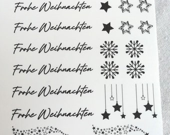 Tatoofolie für Kerzen Wasserschiebefolie für Kerzen, Weihnachten, Wichtel, Tannenbäume Bogen DIY, A5 Frohe Weihnachten