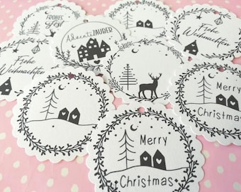 Set of 10 Christmas tags - gift tags - Christmas present - Merry Christmas - various motifs - paper tags