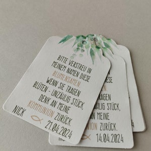 35 label tags guest gift flower seed tags, baptism, communion, confirmation, wedding image 3