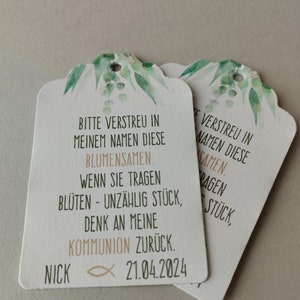 35 label tags guest gift flower seed tags, baptism, communion, confirmation, wedding image 2