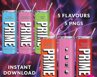 Prime Energy Tumbler Wrap Design, 5 Flavors (PNG Digital Download)