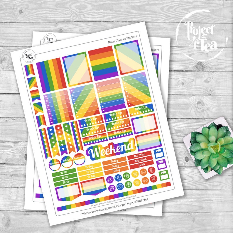 pride planner stickers erin condren bullet journal printable etsy