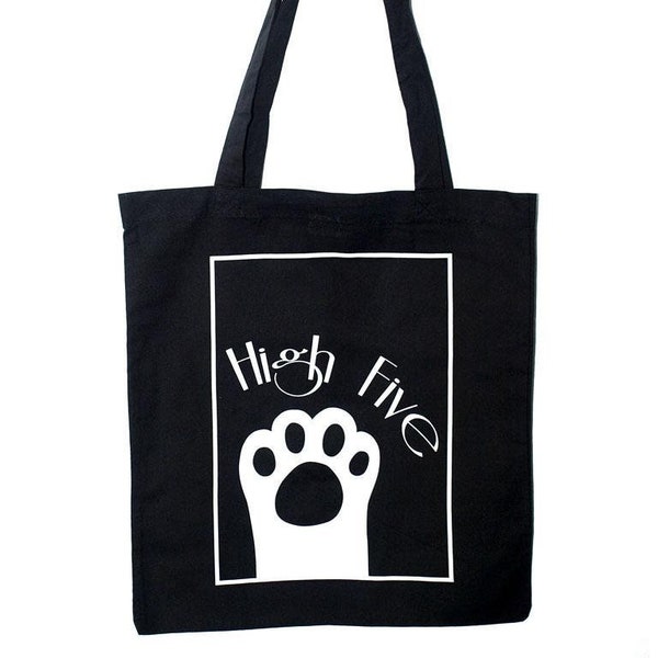 Jutebeutel "Katze High Five!" Baumwolle Jutetasche