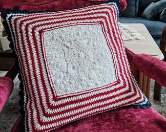 47 x 47 cm cushion cover "Granny Squares" cushion crochet cushion / vintage shabby