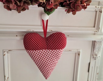 1 heart made of fabric / approx. 22 x 17 cm / decoration for hanging