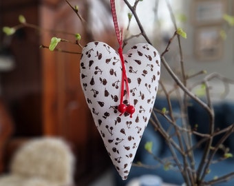 1 heart made of fabric / approx. 22 x 13 cm / decoration for hanging