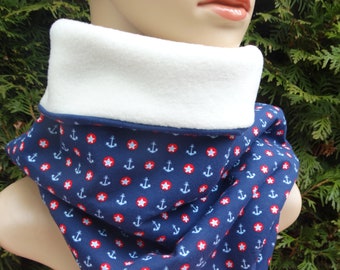 Cuddly Loop - slip scarf, scarf for adults, inside fleece - outside cotton jersey, height 35 cm, circumference approx. 70 cm