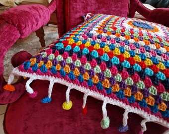 47 x 47 cm cushion cover "Granny Squares" cushion crochet cushion / vintage shabby