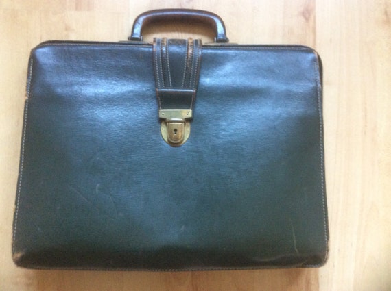 Original vintage briefcase dark green