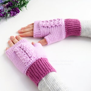 EN/DE Hand gloves with cable braid (for adults/ children from 6 y.)