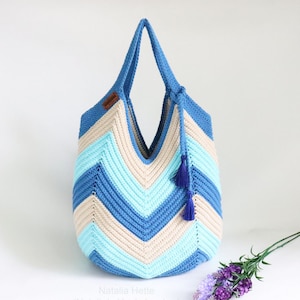 EN/DE Shopping & beach bag # 1 in knitted look, Size 40 x 52 cm