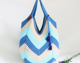EN/DE Shopping & beach bag # 1 in knitted look, Size 40 x 52 cm