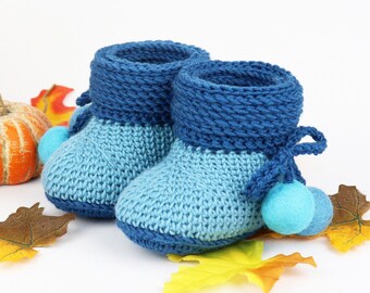 EN/DE Baby shoes &quot;Boots&quot; (size 0-12 m., knitted look)