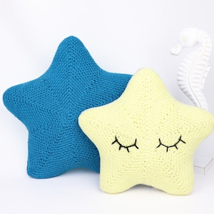 EN/DE Pillows (music box) "Lucky star" (2 sizes, knitted look)
