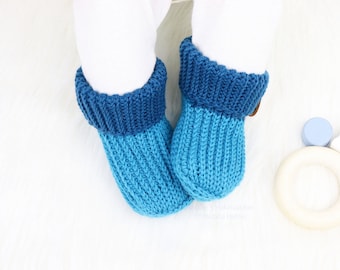 EN/DE Babyschuhe (Socken) "Kai" (Gr. 0 M. bis 4 J., stricklook)