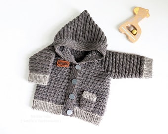 EN/DE Baby- & Kinderjacke "Artur" (Gr. 50- 128, Rippenmuster)