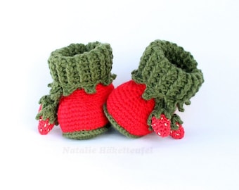 FR/ Chaussons bébé "Fraise", taille. 0 - 12 m