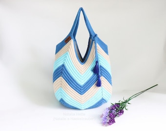 EN/DE Shopping & beach bag # 1 in knitted look, Size 40 x 52 cm