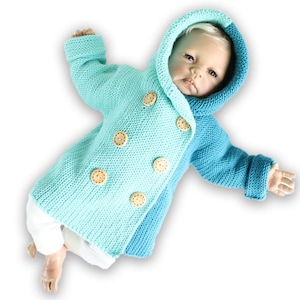 EN/DE Baby jacket &quot;Circus&quot;, from arm to arm, size: 1 m. - 3 y. (knitted look)