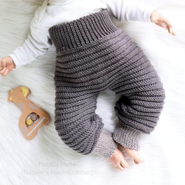 EN/DE (PDF) Pants for babies/children "Artur", knit look, size 0 m.-4 y.