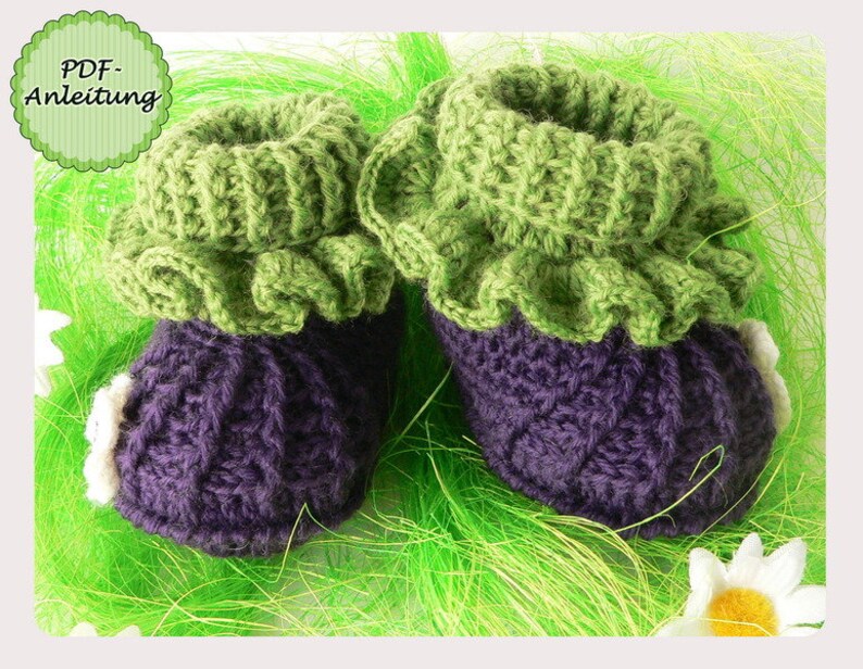 PDF-Häkelanleitung Babyschuhe Brombeere Bild 0