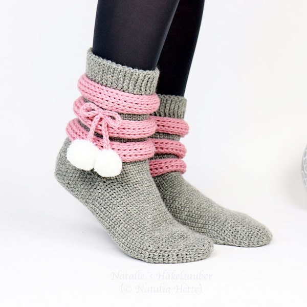 EN/DE Socks "Fluff" (knitted look), Sizes: 34-43