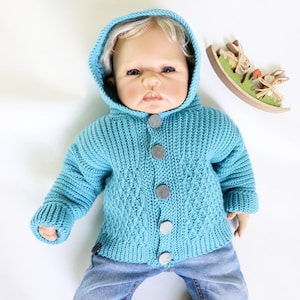 EN/DE Jacket for babies/children &quot;Rick&quot;, size 0 M.- 6 y. (vertical crochet)